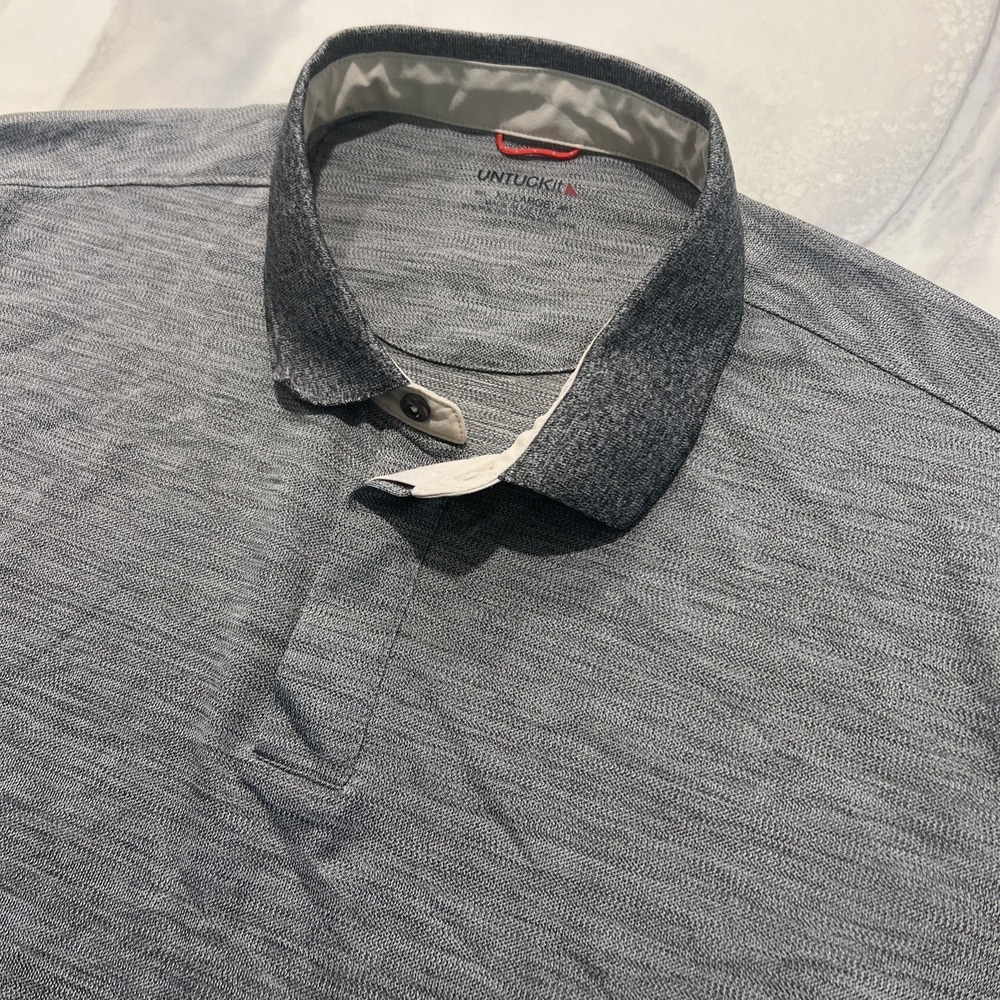 UNTUCKit Hannifer Polo Shirt Mens XXL Gray Tan Heathered Short Sleeve 40495